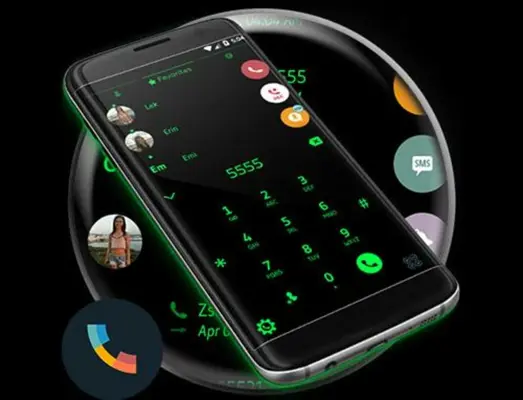 Theme Dialer Flat Black Green android App screenshot 0