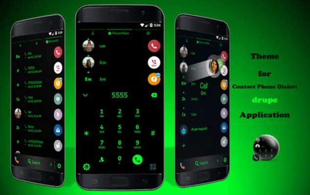 Theme Dialer Flat Black Green android App screenshot 6